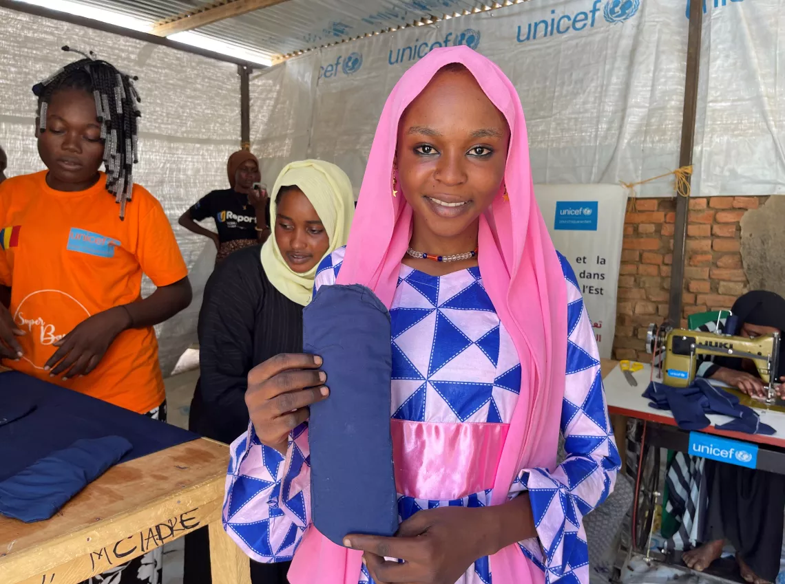 Ibtihal at the reusable sanitary pads manufacturing unit