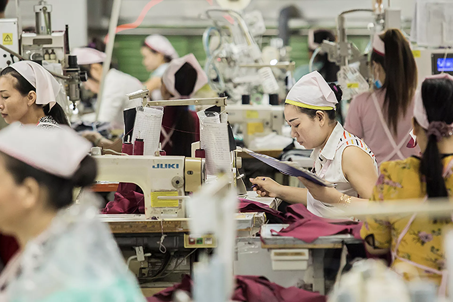 Female Workers in Pro Kingtex Factory, a textile factory located inside Pou Yuen industrial zone, Tan Binh District, Ho Chi Minh City.