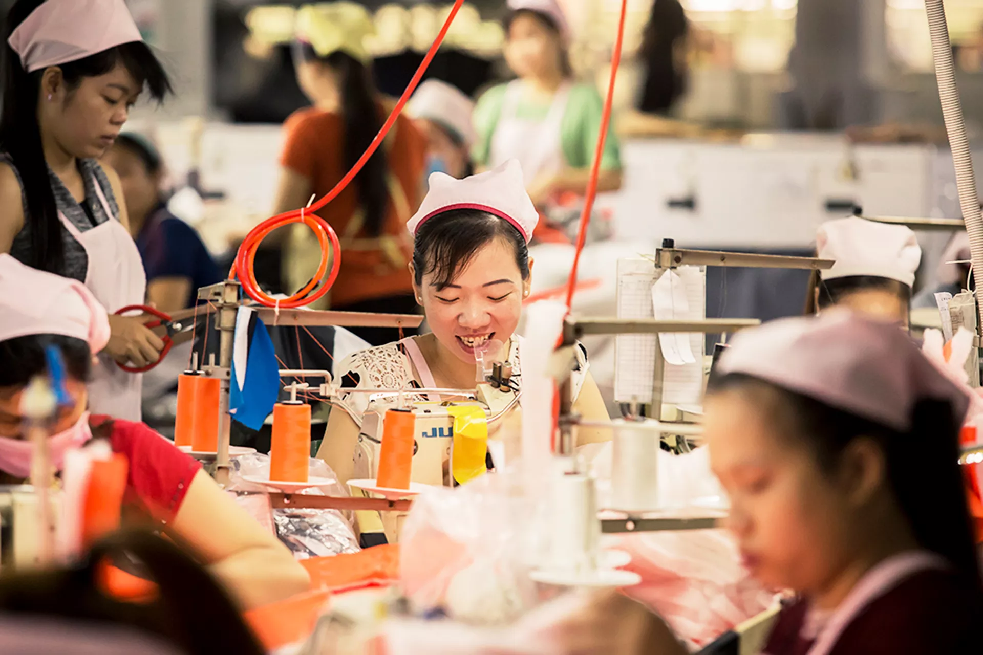 Female Workers in Pro Kingtex Factory, a textile factory located inside Pou Yuen industrial zone, Tan Binh District, Ho Chi Minh City.
