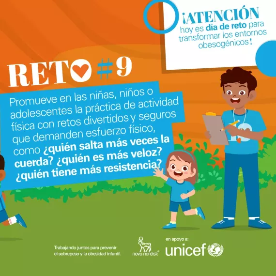 Reto 9: Promueve la pr&aacute;ctica de actividad f&iacute;sica con retos divertidos yseguros que demanden esfuerzo f&iacute;sico