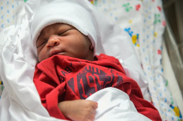 A newborn at Moukondo's Health Center