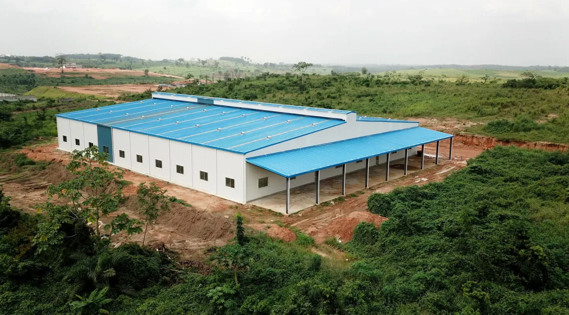 Construction of the first plastic bricks factory in Western Africa in Youpougon, a suburb of Abidjan, the capital of C&ocirc;te d'Ivoire.