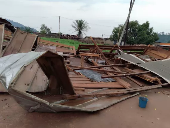 school damaged by rain