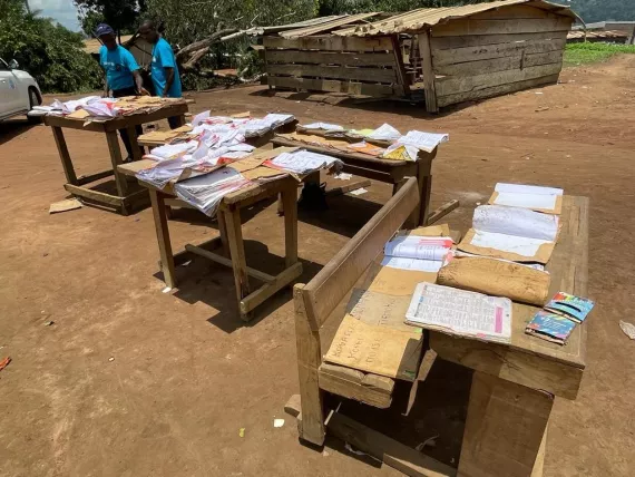 school equipments damaged by the rain