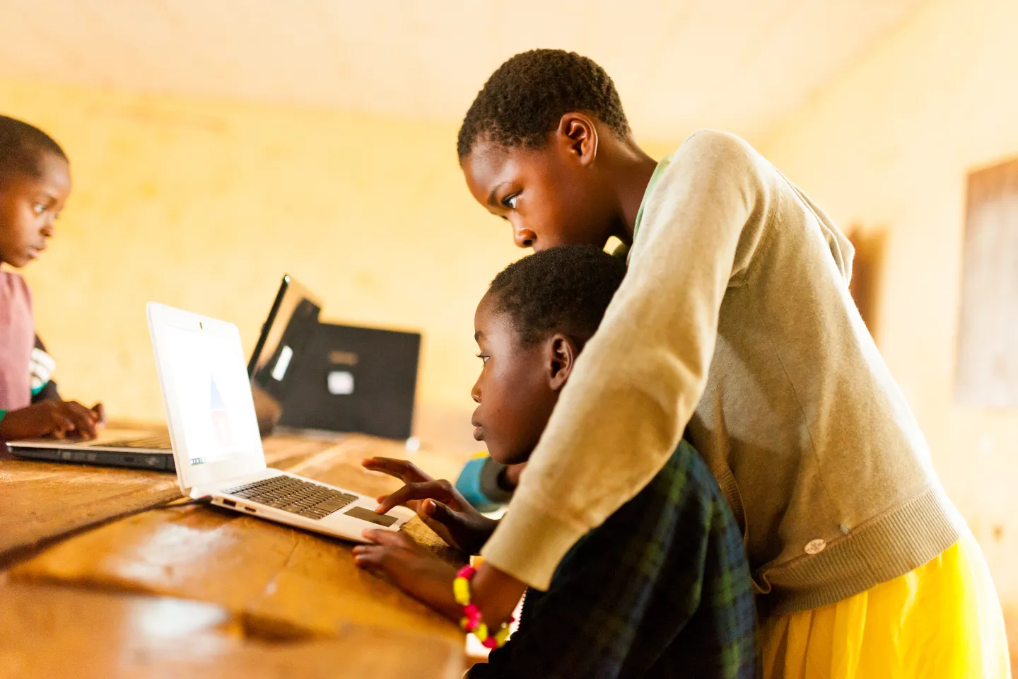 Boys using a computer