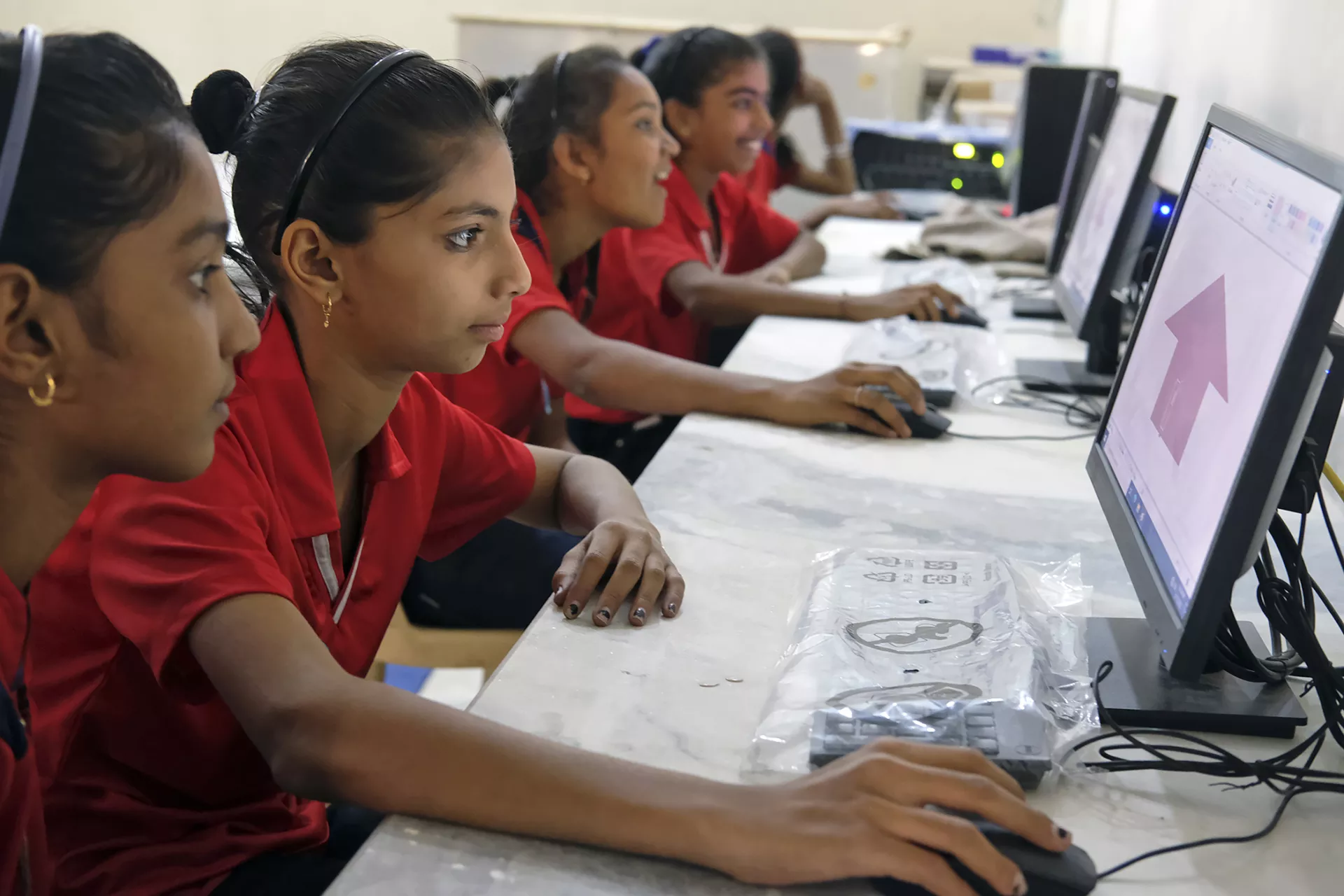 Girls working on computers 