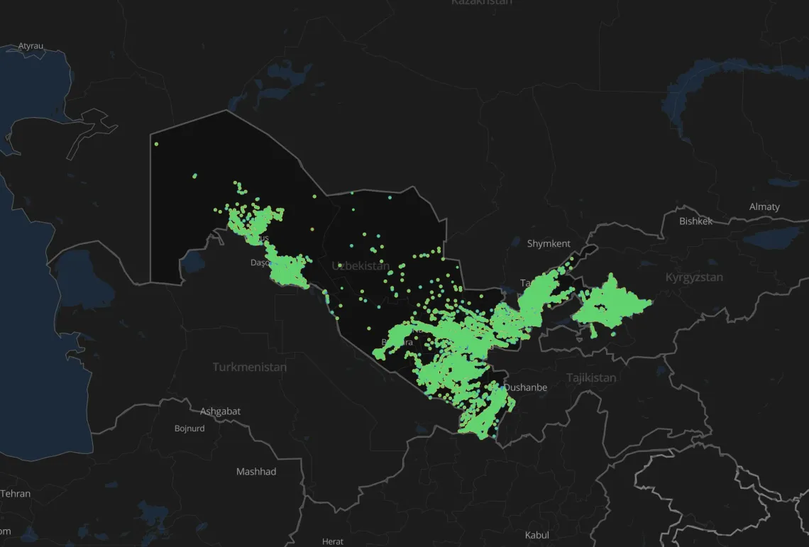 Giga Map of Global School Connectivity - Uzbekistan