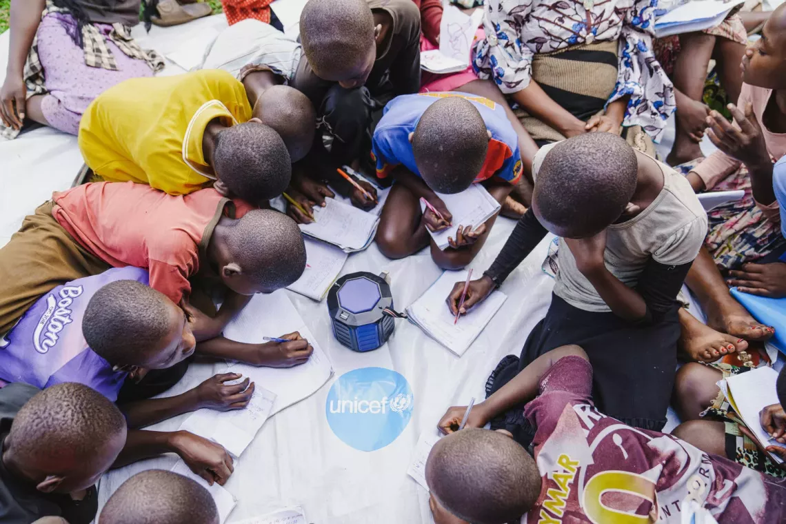 Young schoolchildren participate in group lessons