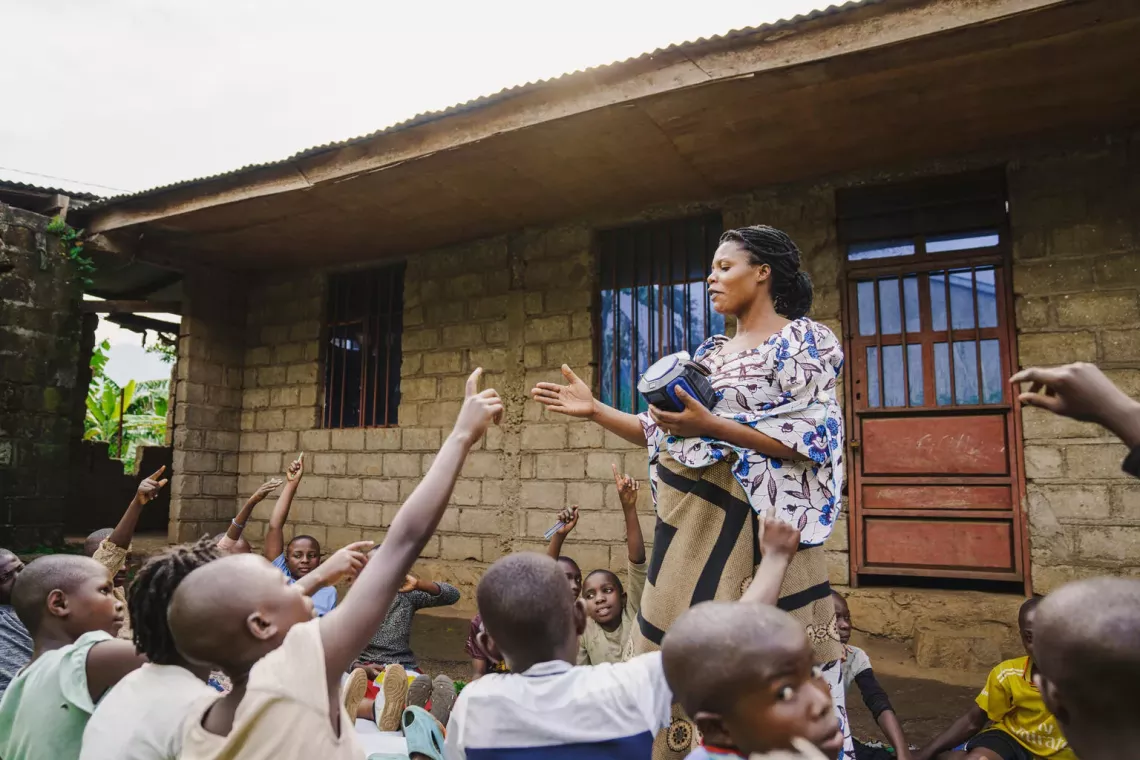 Grace Lenjika teaches Level Three children enrolled in the distance learning programme
