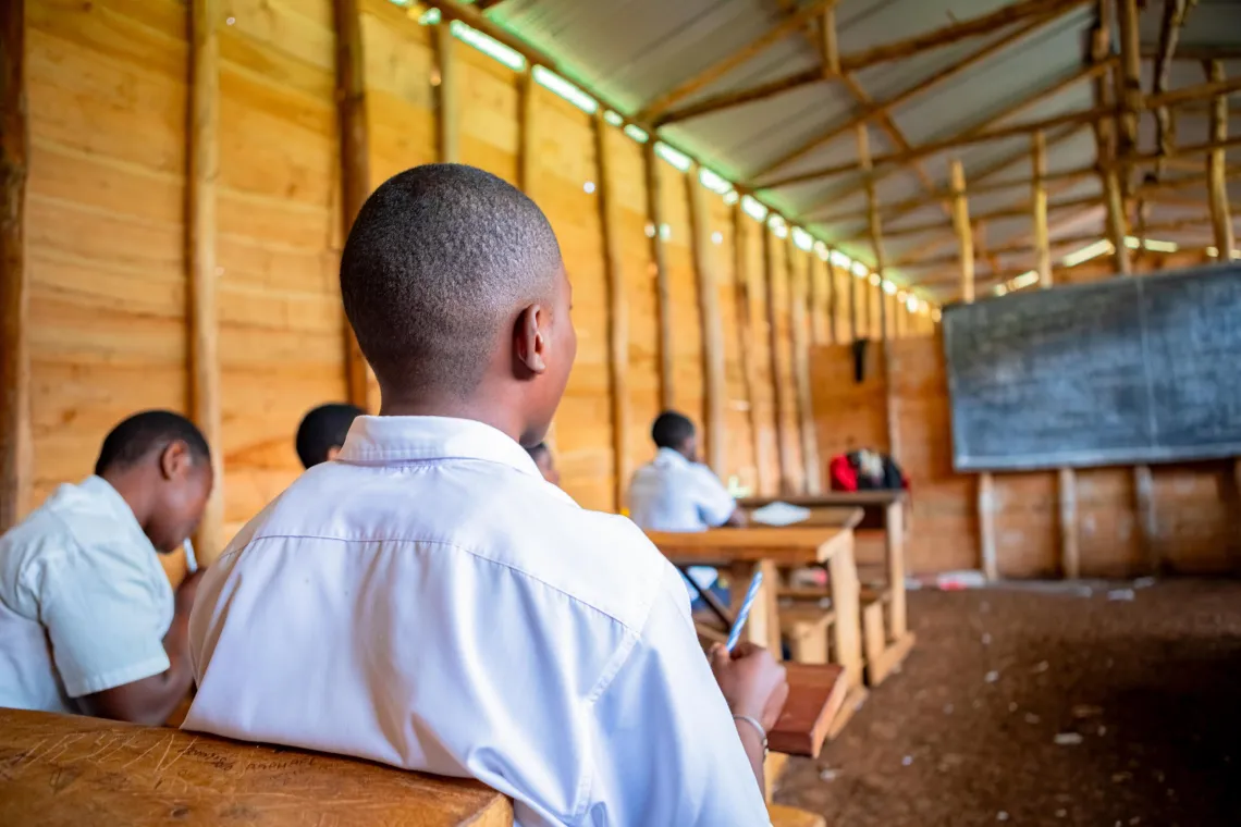 A boy in a classroom