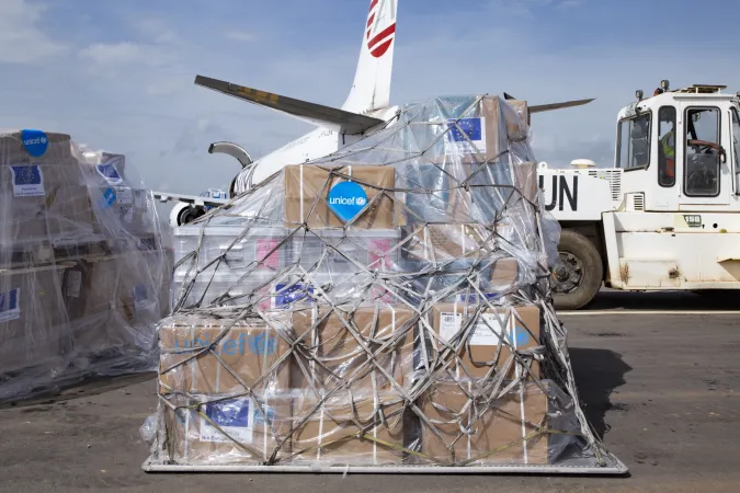 NICEF&rsquo;s first international shipment of emergency Ebola response supplies in Bunia