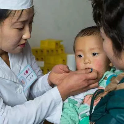 Children receive immunization, Vitamin A, deworming tablets and nutrition supplements in Kangan Ri, North Hamyong, DPR Korea