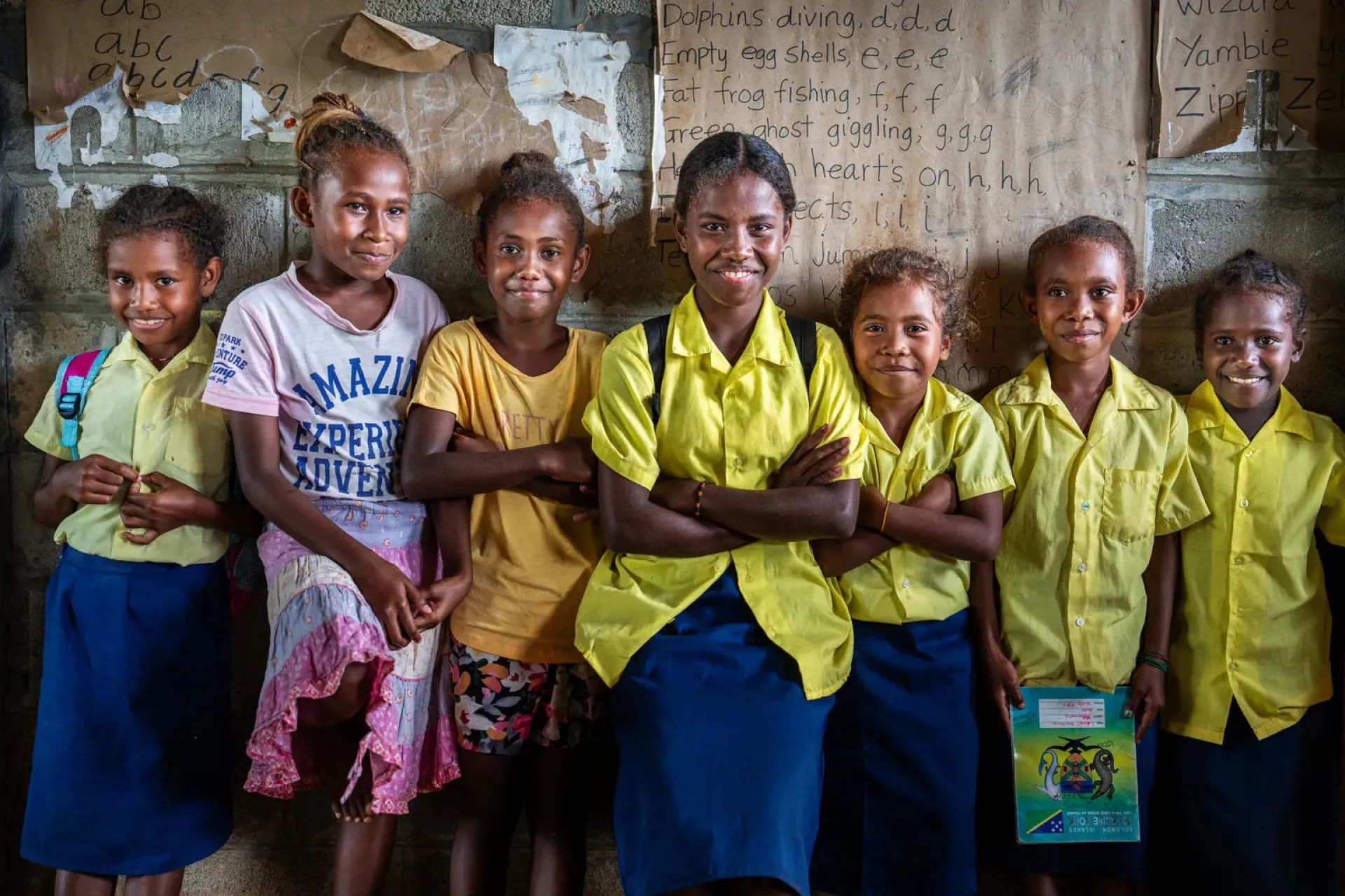 Students in a classroom at Vavalu Primary School in Guadalcanal, Solomon Islands.