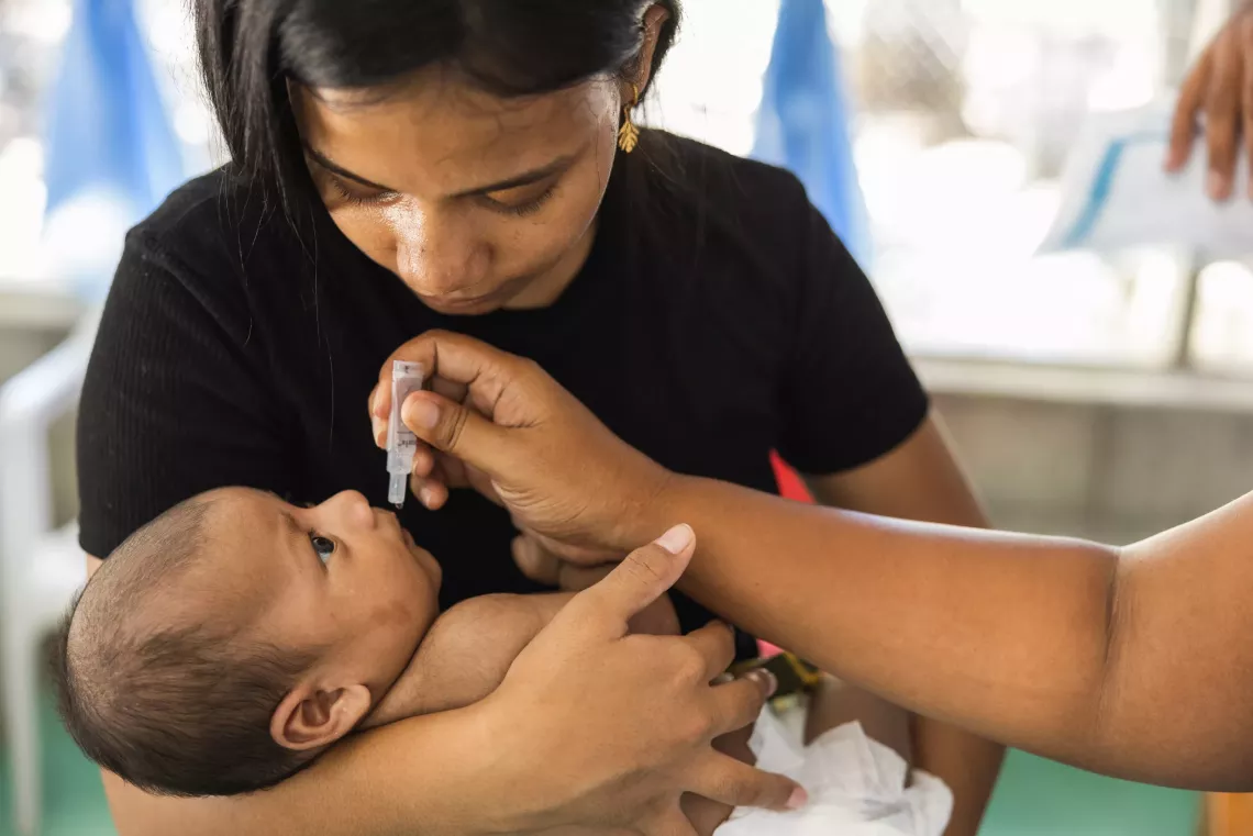 Children in Kiribati are undergoing routine vaccinations, following the introduction of life-saving vaccines in the Pacific through a partnership between Rotary International and UNICEF.
