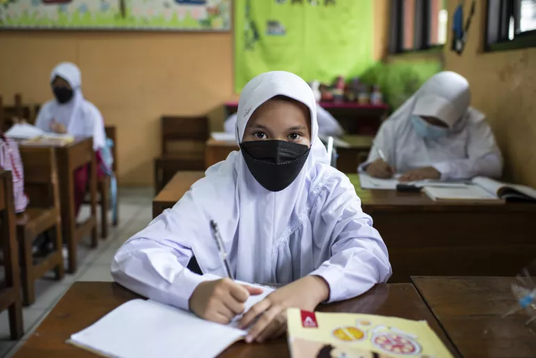 Ica was learning from home for almost a year and a half due to the COVID-19 pandemic. She recently returned to her school for limited face-to-face learning.