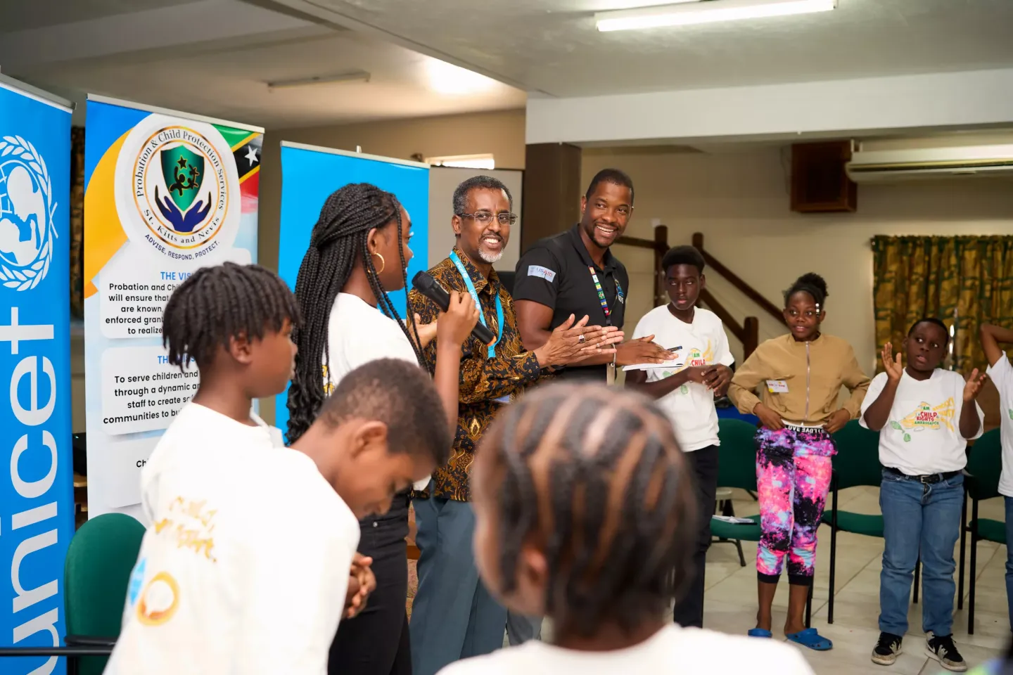 Abdulkadir Musse with Child Rights Ambassadors in Saint Kitts and Nevis 