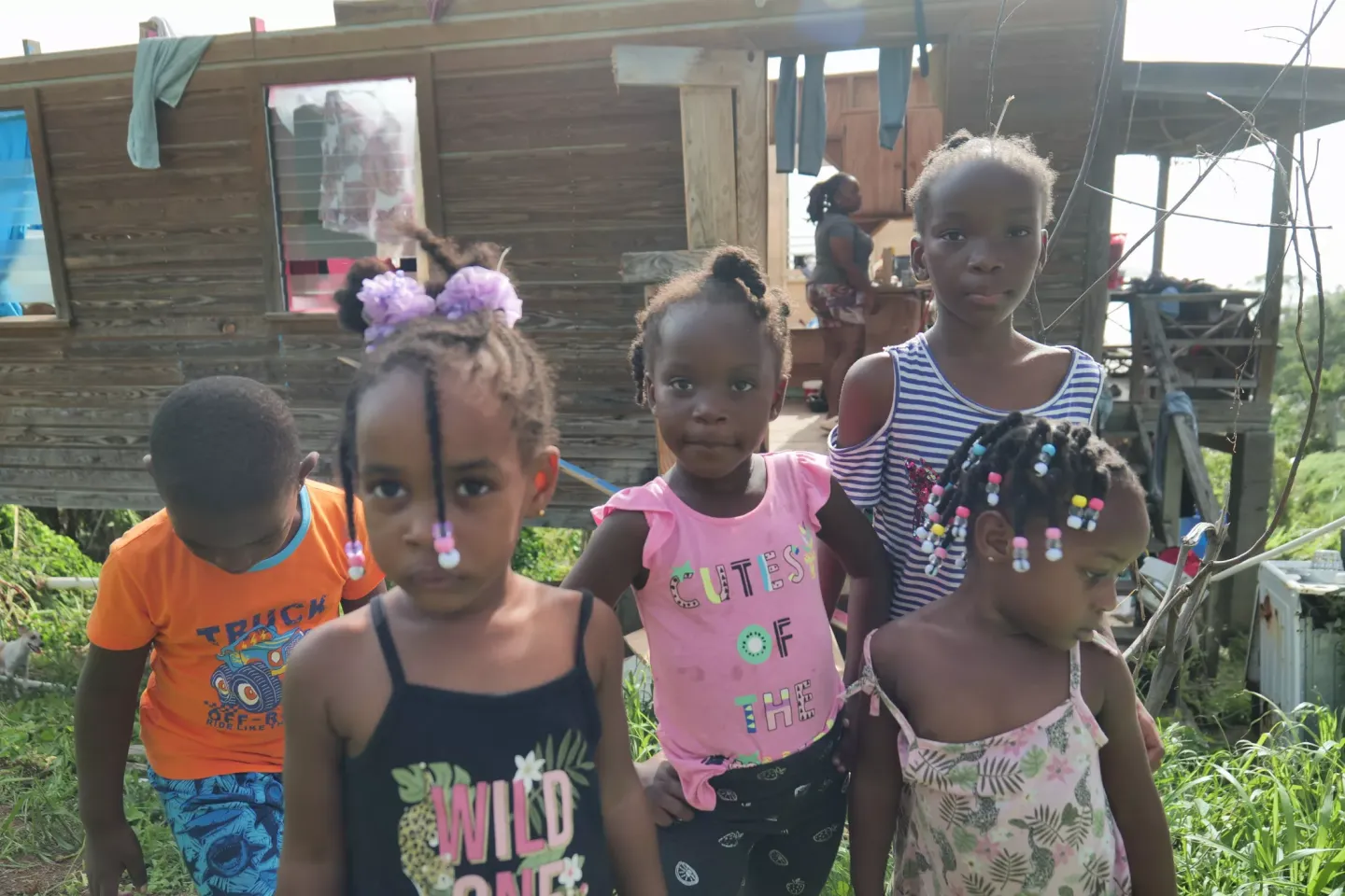 Children in Grenada affecteed by Hurricane Beryl