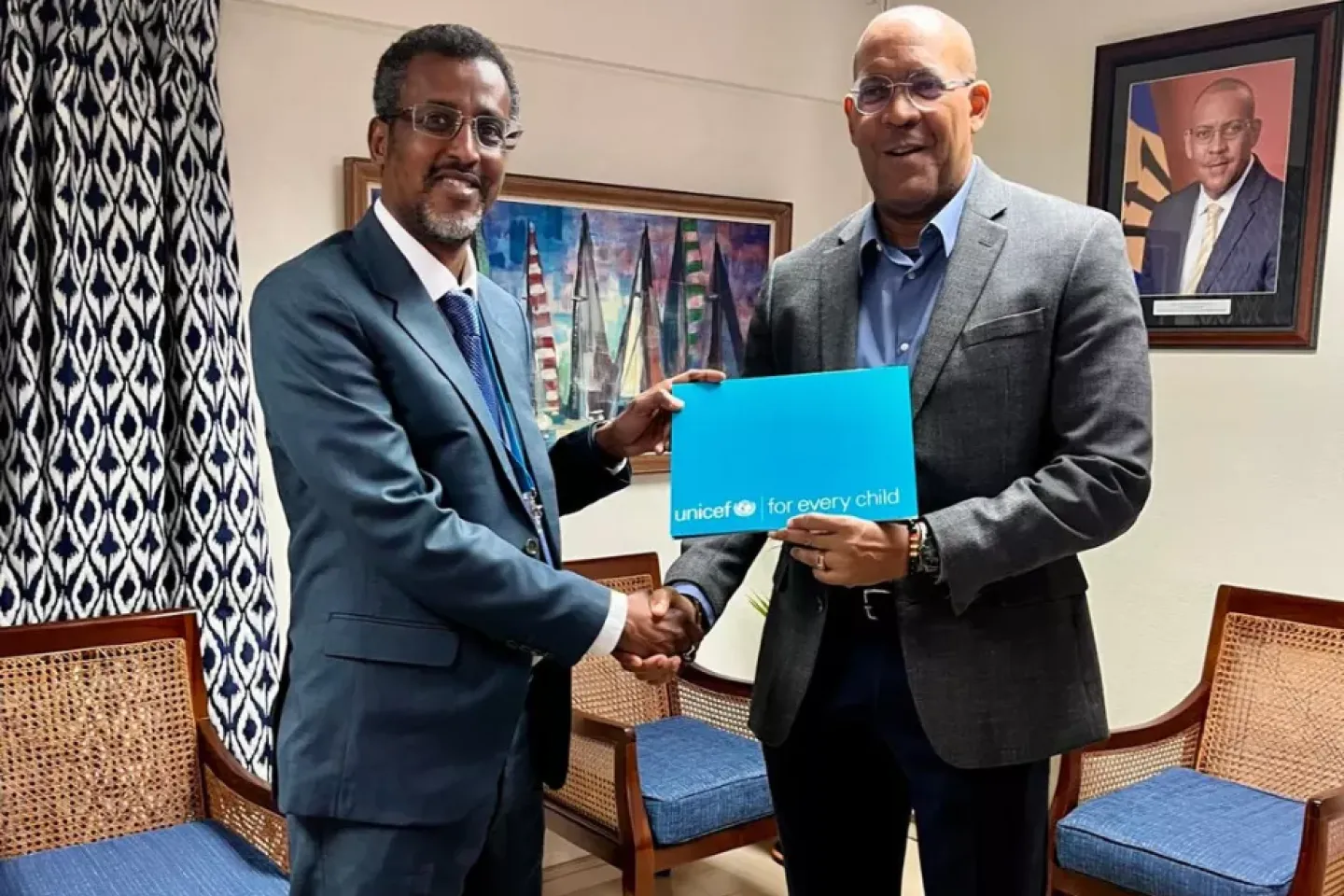 UNICEF Representative for ECA with Barbados Minister of Foreign Affairs