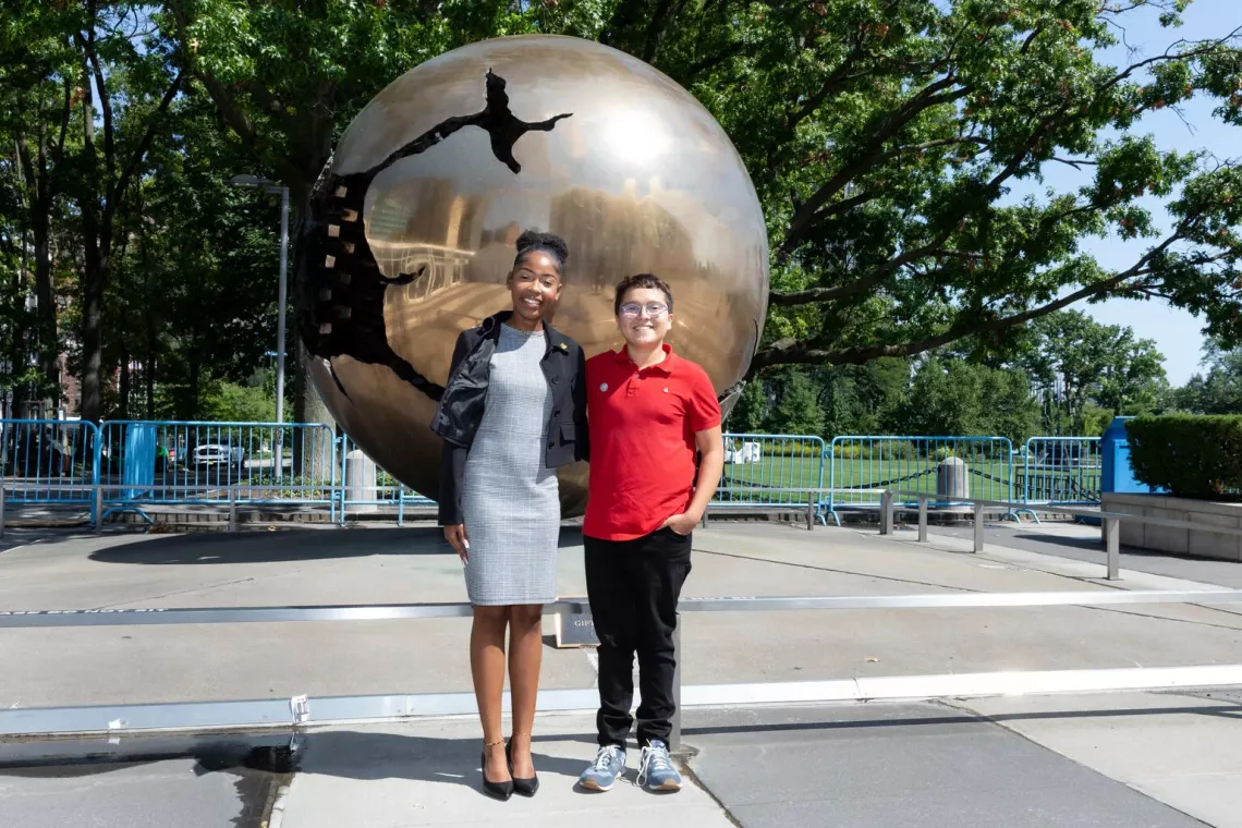 Ms. Adia Daniel (left), Climate Activist representing the Caribbean, and Mr. Francisco Vera, UNICEF Youth Advocate for Latin America