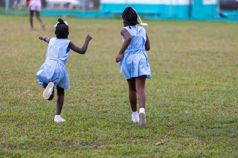 Children in Trinidad play during a school break