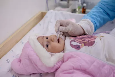 3-month-old gets vaccinated in Tajikistan