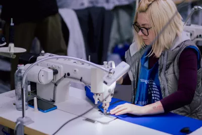 On 16 November 2022, backpacks &ldquo;Children on the Move&rdquo; are sewn at a textile factory in Irpin, Kyiv region.