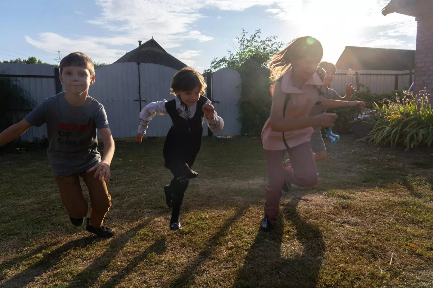 Children play outdoors