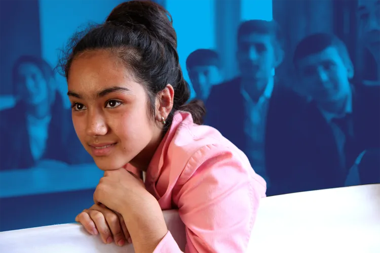 a girl in a classroom