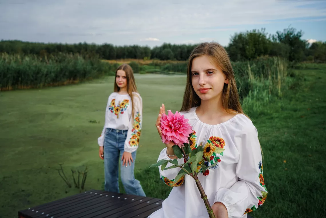 Two sisters from a village near Kyiv are finding ways to overcome the distress of war 