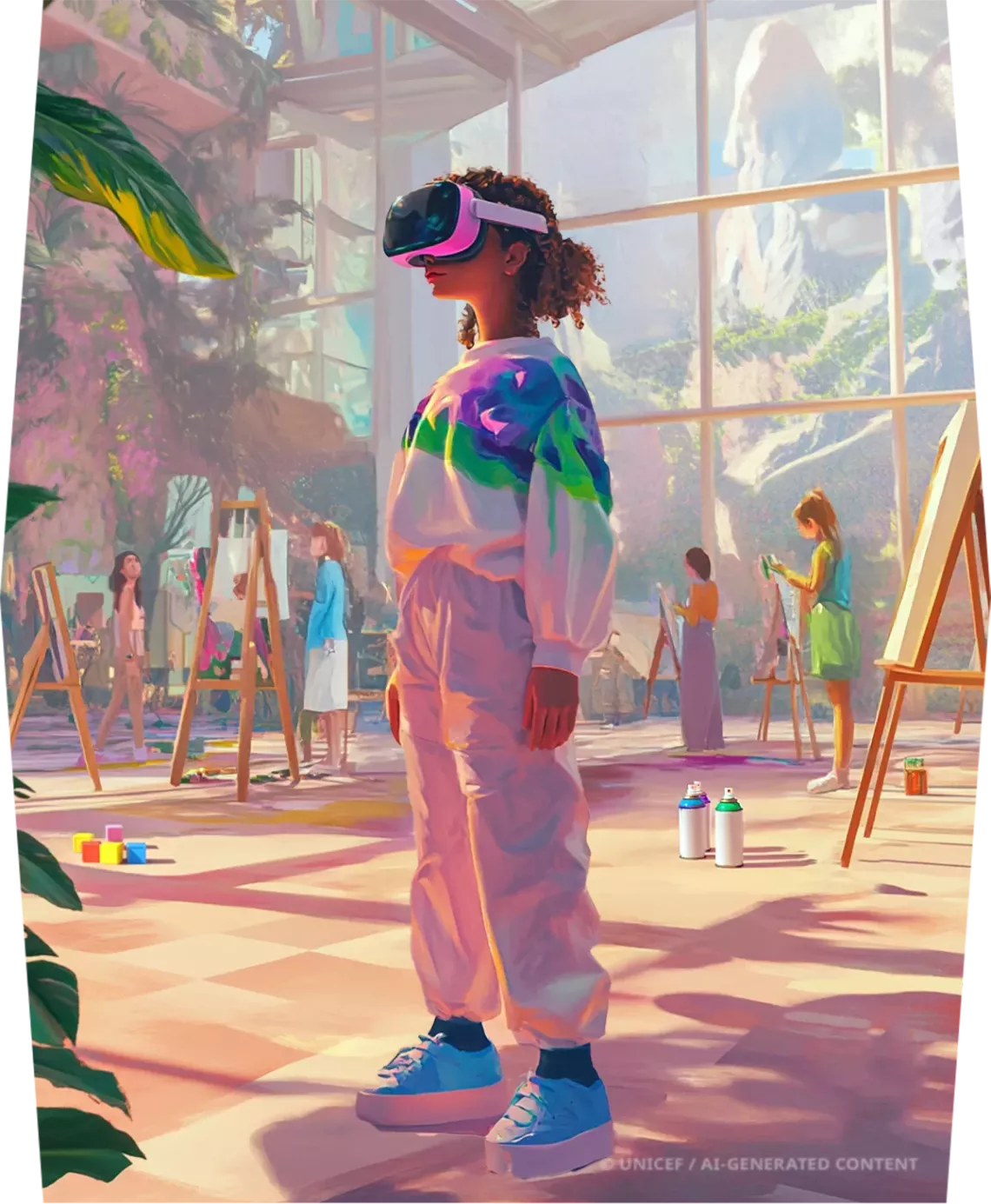 Illustration of girl using VR glass
