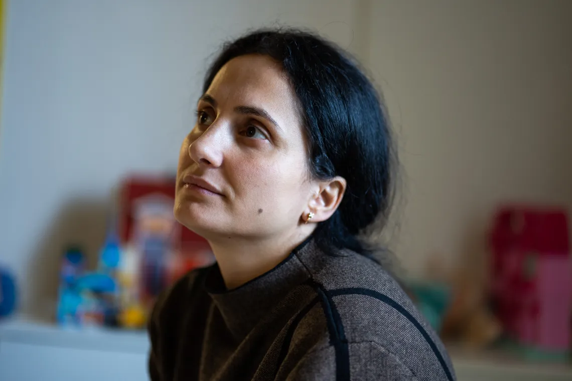 Karine, a kindergarten teacher from Odessa, Ukraine, in her class in Humanitarian Center in Gabč&iacute;kovo.