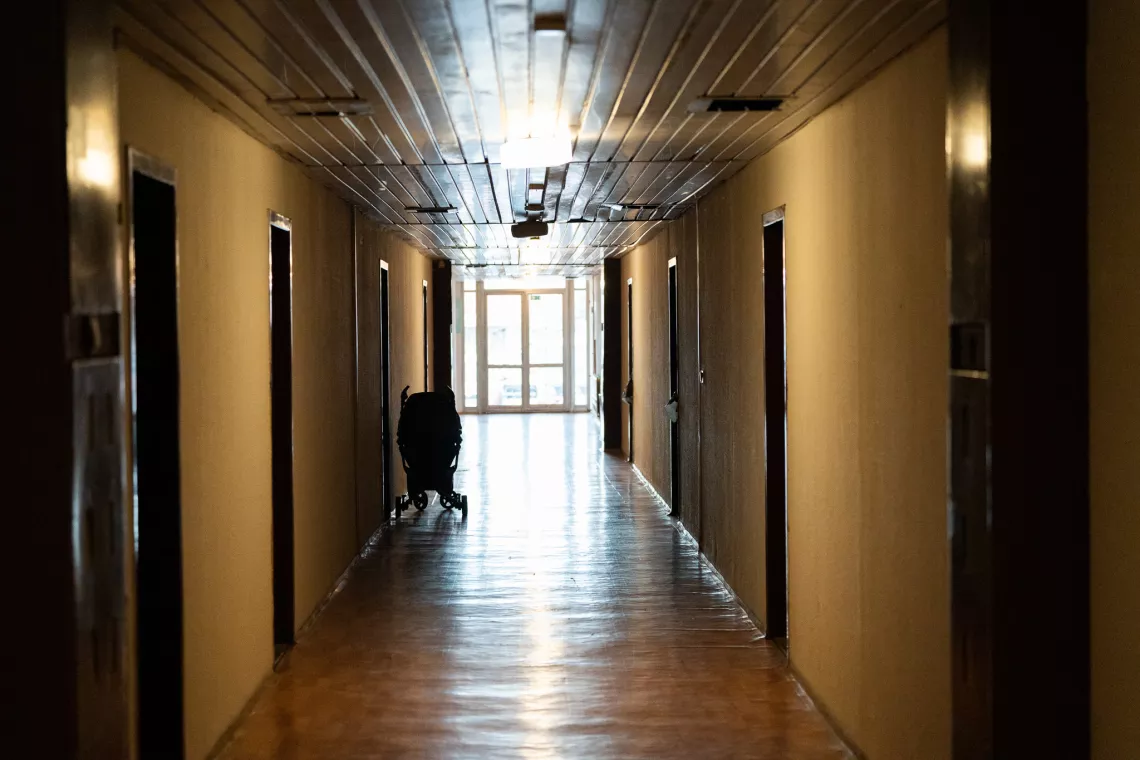Corridors of Humanitarian Center in Gabč&iacute;kovo.