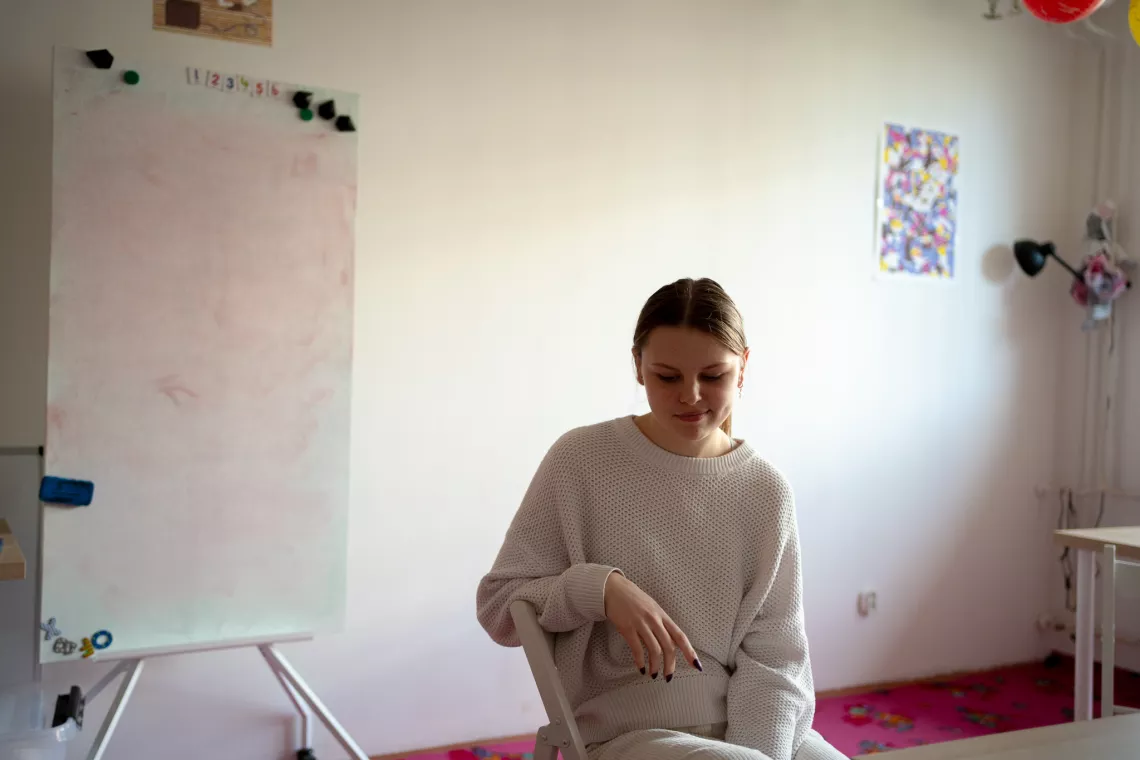 15 years old Marianna from Kramatorsk, Ukraine, in Humanitarian Center in Gač&iacute;kovo.