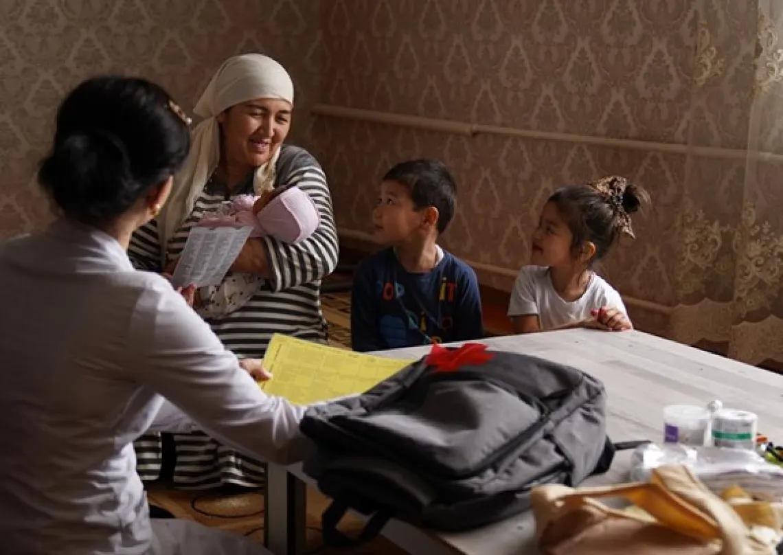 A nurse on a home visit in Kazakhstan. 