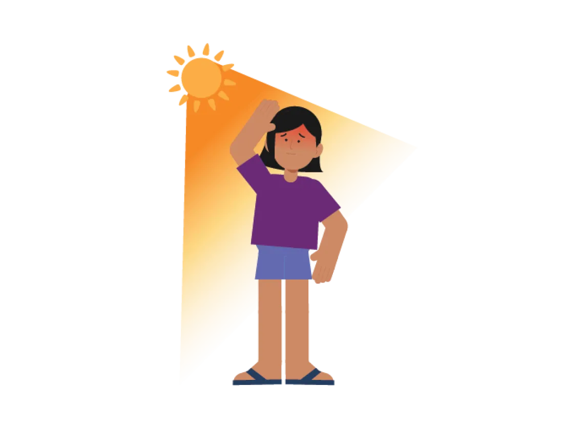 Heatwave facts: A girl stands under the hot sun