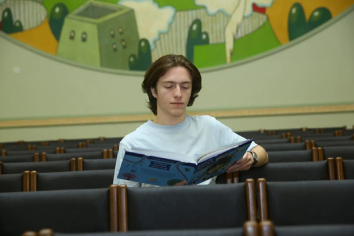 a young person reads
