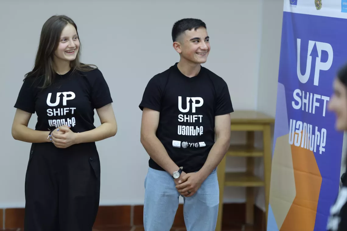Two young people take part in the UPSHIFT programme in Syunik, Armenia. May 2023. 