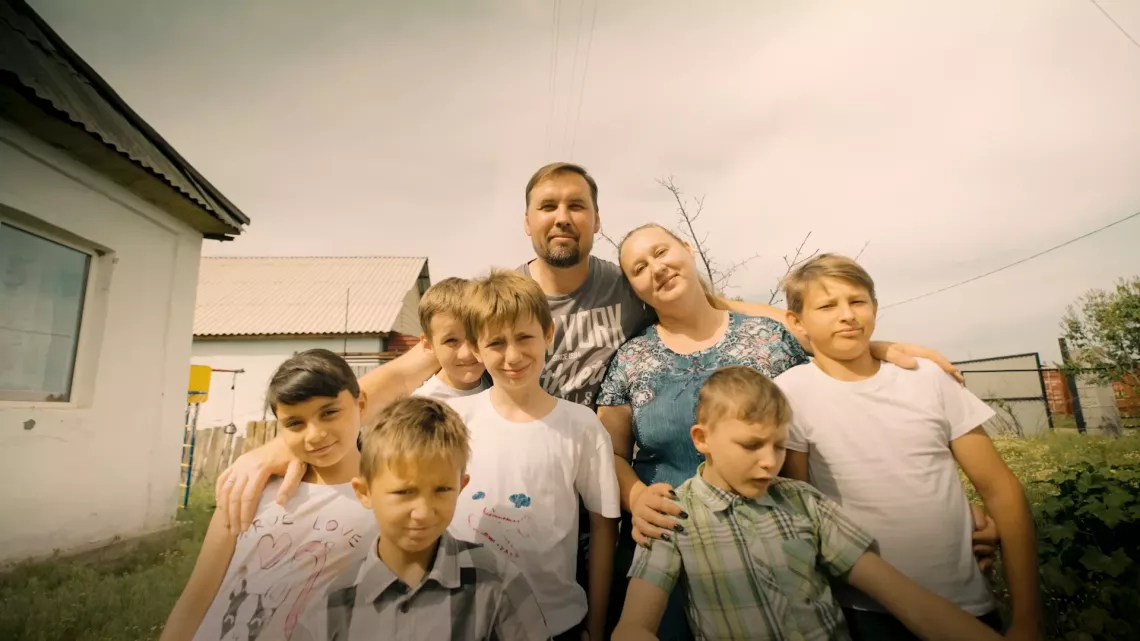 Yevgeniy, Anna, and their six children in Alatau, a small town near Almaty, Kazakhstan. Five years ago, the couple, who had  a biological child already, decided to adopt another child. But when they arrived at the orphanage, the &lsquo;first in the file&rsquo; &ndash;  in the most urgent need of adoption &ndash; wasn&rsquo;t just one child. It was four siblings
