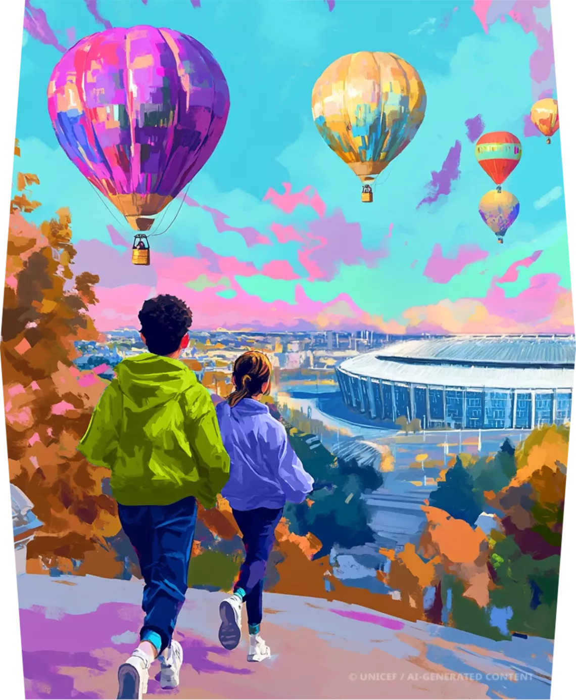 Illustration of children running