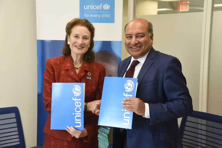 UNICEF Executive Director Henrietta H. Fore and European Bank for Reconstruction and Development President Sir Suma Chakrabarti 