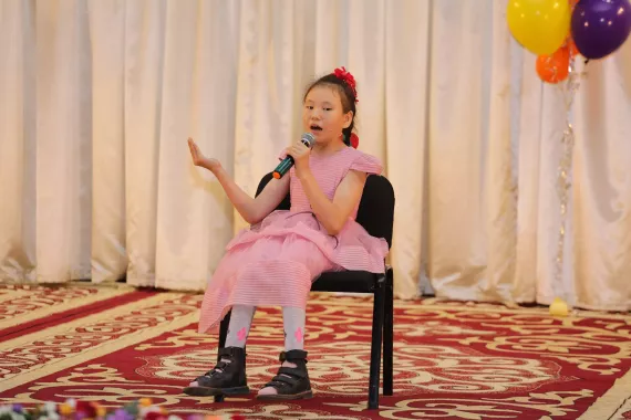 A girl takes part at an inclusive event in Bishkek, Kyrgyzstan.  July 2022.