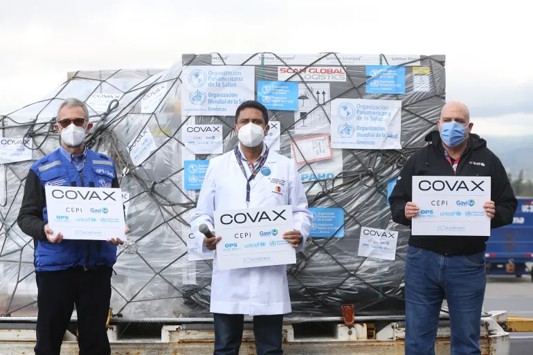 Ecuador recibe 336.000 dosis de vacunas COVID-19 a trav&eacute;s del Mecanismo COVAX