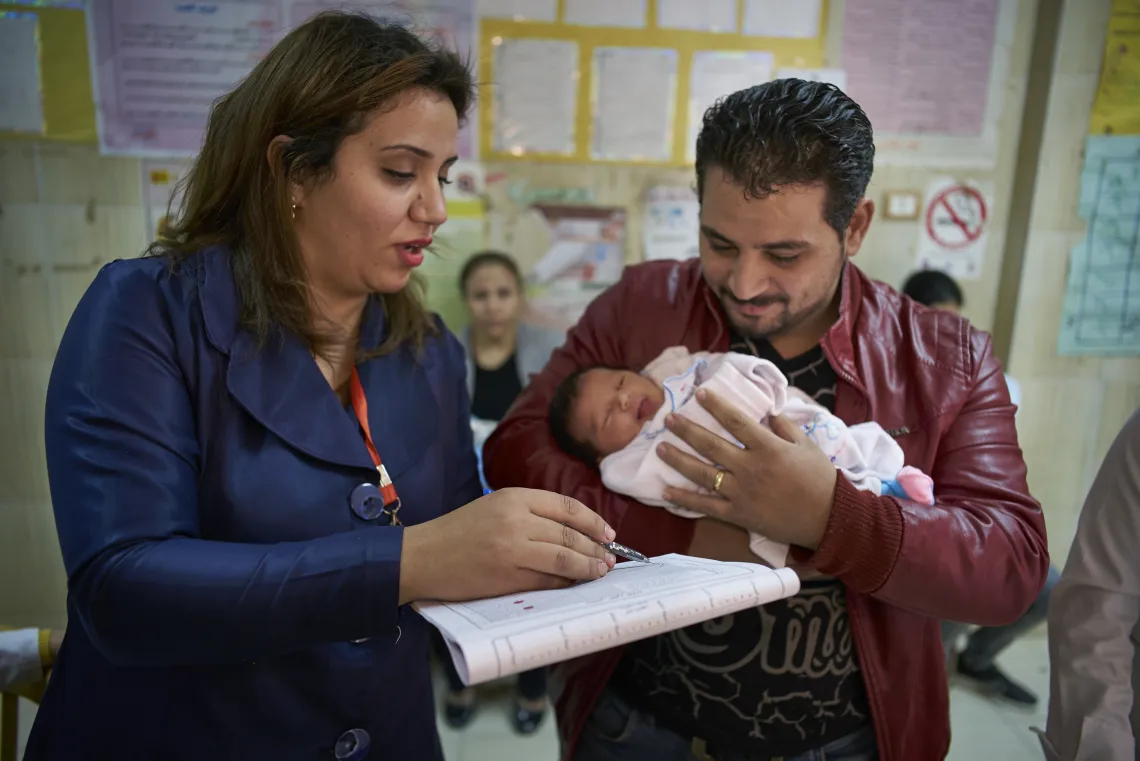 Nermeen took some time to explain the growth monitoring and jaundice figures to Mamdouh and guide him about the next steps needed.​ Nurses provide counselling to the family on the importance of frequent breastfeeding to reduce the bilirubin levels, and the family is given a follow-up appointment to monitor his bilirubin level. If the bilirubin level is high, the family is advised to take the infant to the hospital for further investigations. To date, 2000 infants have been screened.​