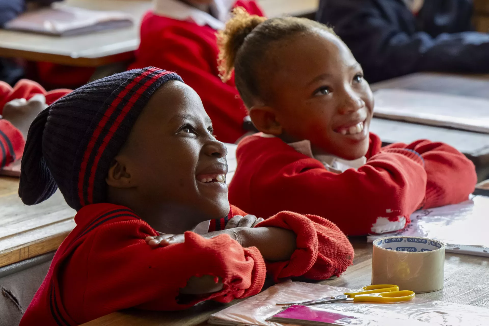 Smiling children in a classroom
