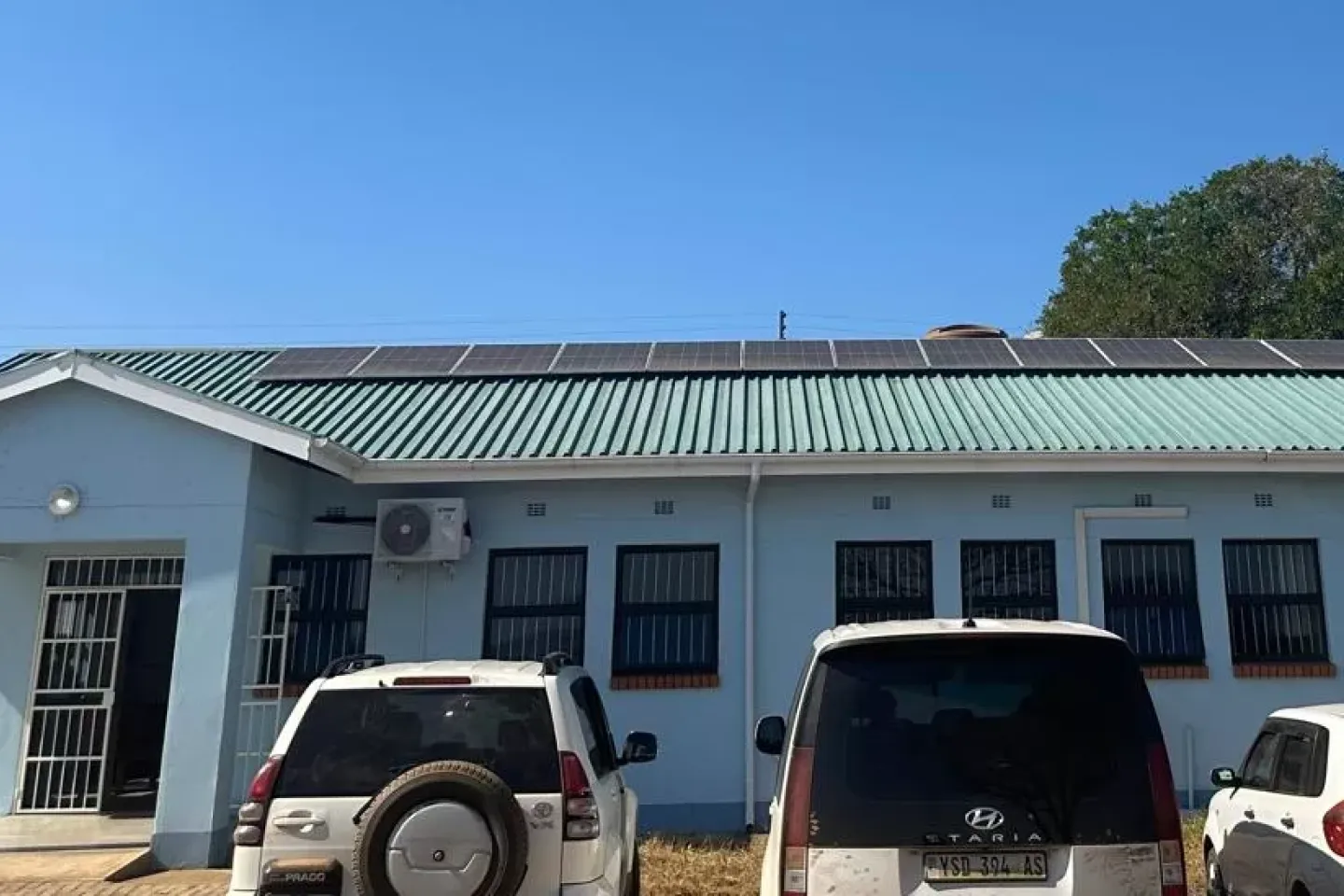 solar panels on top of a clinic
