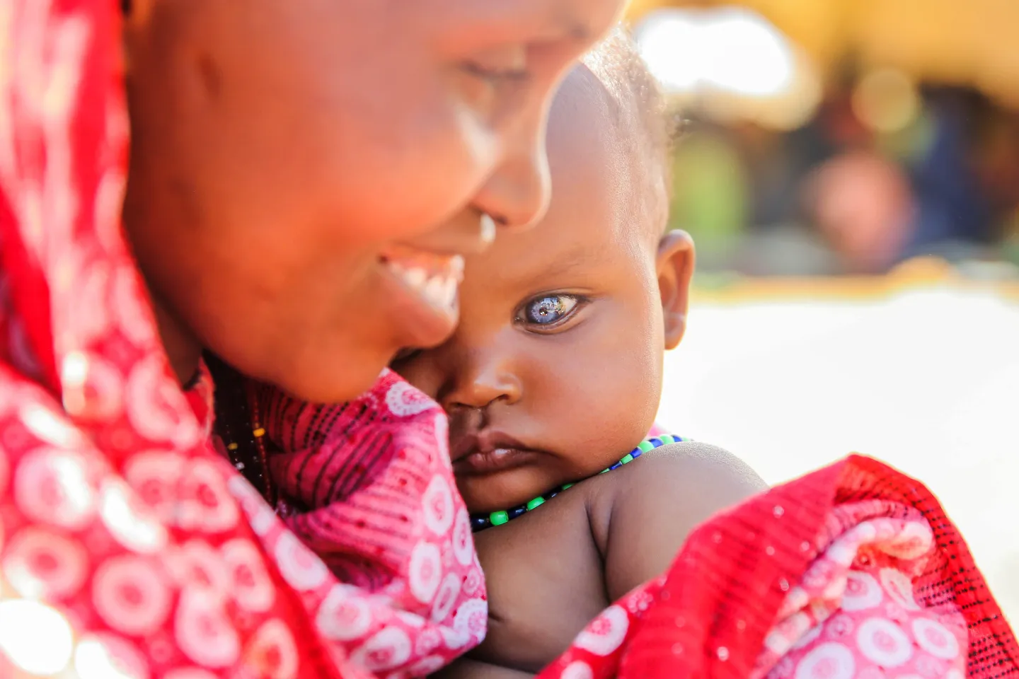 Mother of 7, Habiba Biyow Roba, 35, with her 8 months old  daughter Sumeya abdu at Berak IDP Site, Delo Mena Woreda, Bale Zone, Oromia Region.
