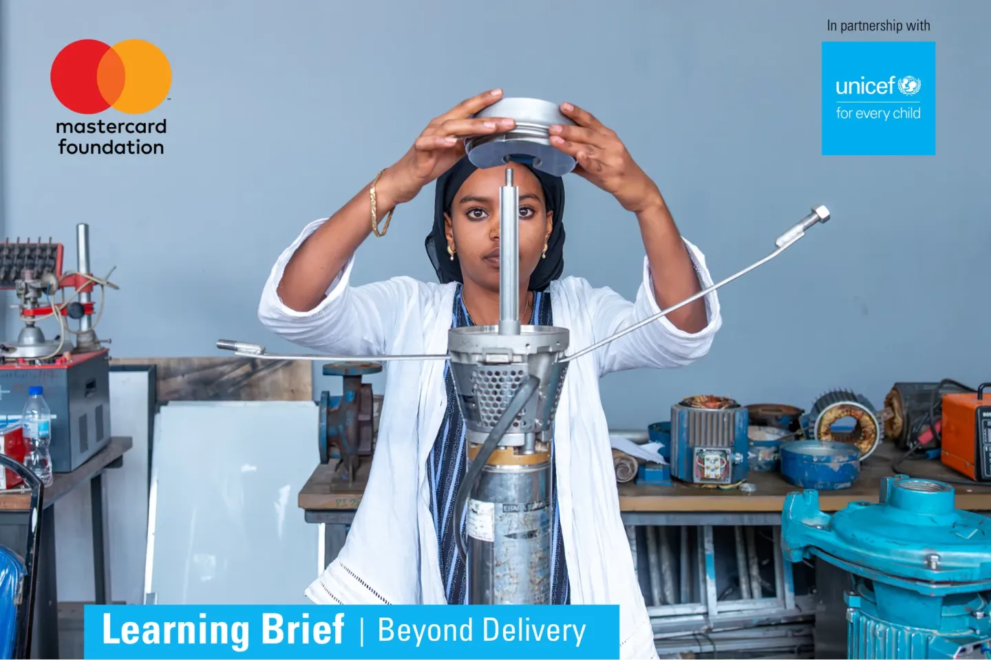 Biqu Wetat participant assembling parts of water maintenance machine