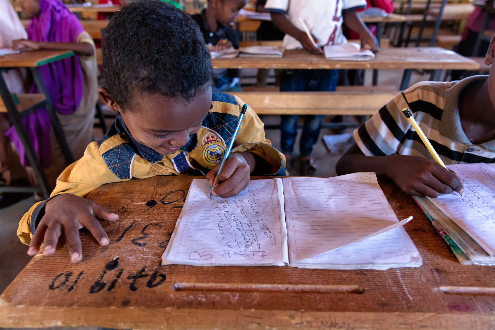 Children at an elementary school in Deghabur, Somali. 