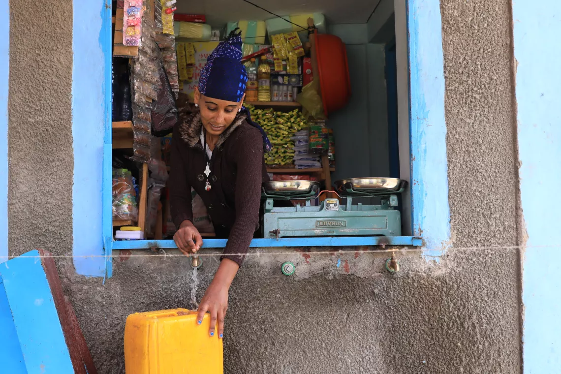 We are helping women set up small businesses where they can sell water and different affordable sanitation items. 