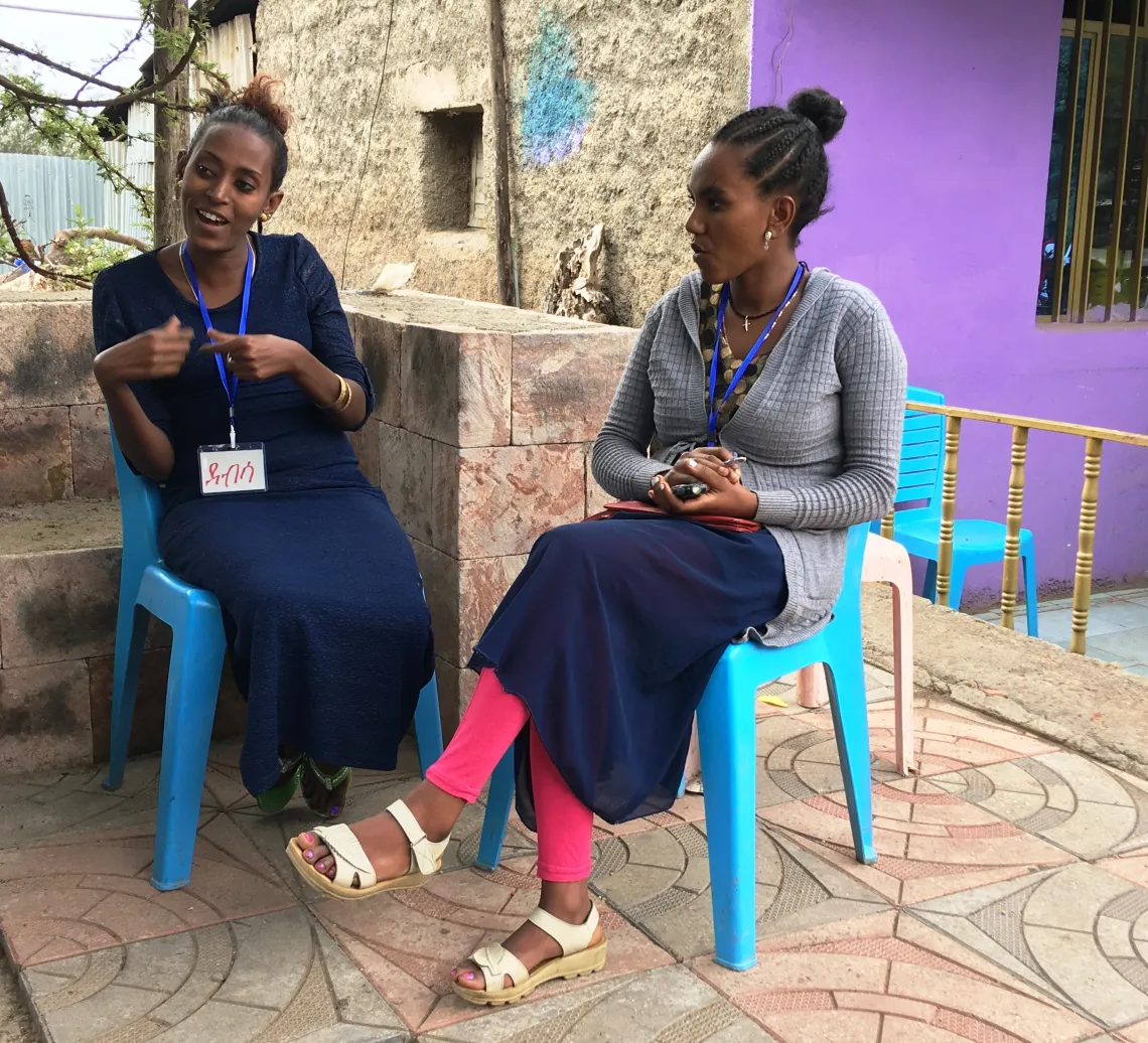 Debessa, a health extension worker describing the training on Baby WASH activities and how she plans to work with mothers in her community 